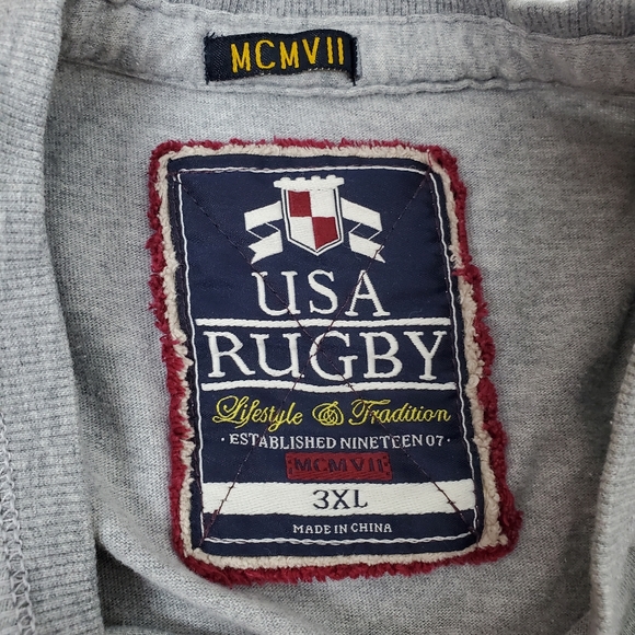 US RUGBY Co Slim Fit Gray T Shirt Top 3XL Mens Patch Embroidered 1907 - Picture 12 of 15